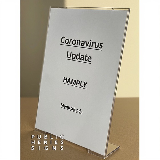 A4 Acrylic L-Menu Stand crystal-clear countertop display for restaurants and supermarkets